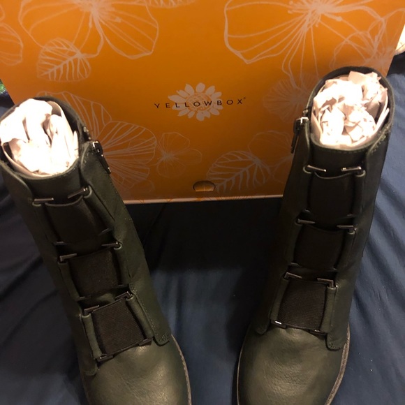 NWT YELLOW BOX YELLOWBOX “Telaviz” Combat Block Heel Boots - Picture 7 of 14